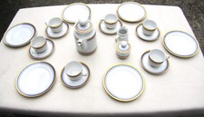 Zauberhaftes Mitterteich Porzellan Kaffeeservice Blau mit Golddekor-21 Teile