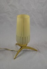 Tütenlampe Tütenleuchte Tripod Dreibein Tischlampe 50er Rockabilly Messing Glas