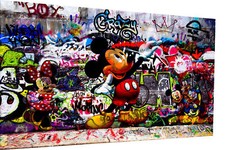 Leinwand Bilder Micky Maus Crazy Pop Art Wandbilder -Hochwertiger Kunstdruck