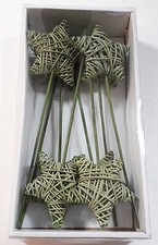 Rebenstern - Stecker  8 Stück Rattanstern hellgrün Weihnachten D 10 cm L 23 cm 