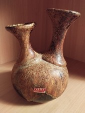Vase Roth Keramik Doppelhals ca. 16 cm hoch braun