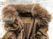 herrlich schwingender Damen Wildleder Mantel mit Fellkragen Gr. 38 / 40