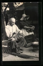 Ansichtskarte Korbflechter bei