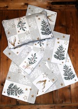 Sander Weihnacht Tischband-läufer-Set Kissen gefüllt "Cheryl" Gobelin Grau Gold