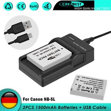 2× NB-5L Akku + Ladegerät Für Canon PowerShot SX200 IS SX210 SD900 950 S100 S110