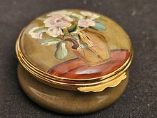 Halcyon Days WEISSE ROSEN IN EINER GLASVASE Limitierte Auflage Emaille Pillen-/Schmuckdose