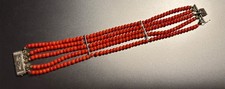 Korallen Armband  - 5 Reihen - Antik | 800er Silber  | Gravuren | Jugendstil