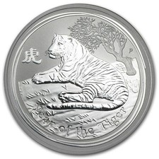 Australien 1 Dollar 2010 Lunar II Tiger 1 Oz Silber BU