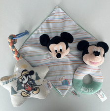 DISNEY MICKY MAUS Schnuffeltuch + Rasseln 3 TEILE Schmusetuch Kuscheltuch Mickey