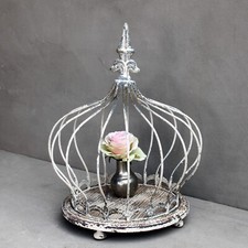  Vintage Deko Krone Holztablett Shabby Dekokrone Landhaus Kerzenhalter 