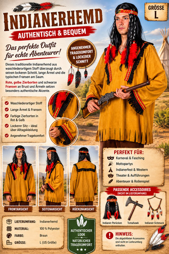 Indianerhemd herren western - indianerhemd,