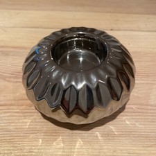 Round Silver Tone Candlestick Candle Holder | Runder Silberner Kerzenhalter