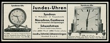 Alte Reklame 1932 Synchron-Uhren Jundes-Uhren Jauch & Schmid Schwenningen