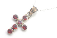 Halskette 925 Sterling SILBER silver argento pendant necklace Kreuz Granat