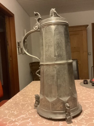 Zinnkrug mit deckel alt - mit,