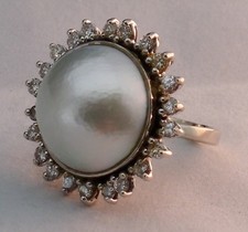 Weißgold Ring Klunker Mabe