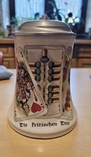 Porzellan Bierkrug mit Zinn Deckel Von Dr. Merkle Atelier