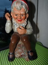 Gartenzwerg (true vintage) a. Baumstumpf - HEISSNER No.316- L/B/H ca.12x15x30 cm