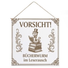 Dekoschild Bücherwurm Wurm