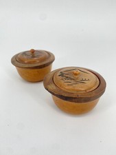 * 2 STK DOSEN HOLZ JAPAN GEDRECHSELT ASIEN TEE DOSE  KLEIN DECKEL