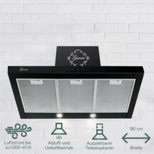 Gurari GCH F 462 BL Prime  Dunstabzugshaube 90cm 1000m³/h Schwarz Glas AUSTELLER
