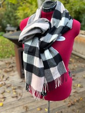 Burberry breiter Schal Kaschmir Karo in Schwarz Rosa :: wie Neu :: 35 x 200 cm