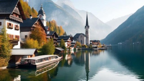 Wandbild hallstatt - wandbild:,