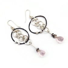Boho-Ohrhänger Silber mit Akoyaperlen & Rosenquarz – Leicht & Elegant