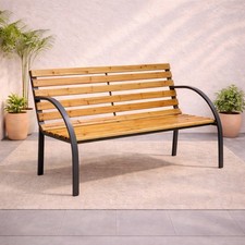 Gartenbank Holz Stahl Sitzbank