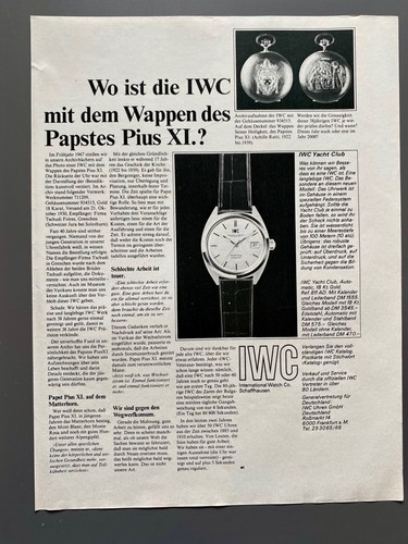 Iwc yacht club papst pius - iwc,