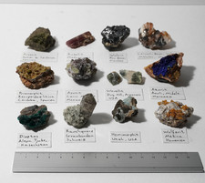 Konvolut Mineralien - 12 Stufen - Dioptas, Pyromorphit, Wulfenit, Wavellit u.a.