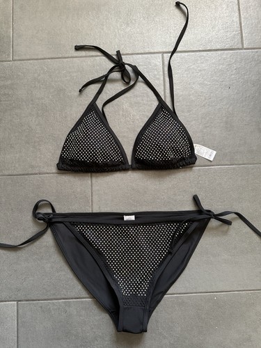 Schwarzer damen bikini mit - schwarzer, damen-bikini