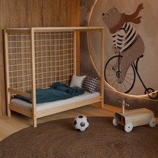 HAGO® Kinderbett Fußballtor 70x140 80x160 90x200 Jugendbett Holz Spielbett Tor