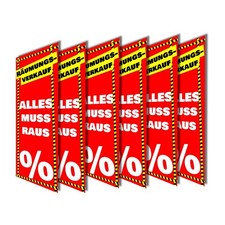 6er-Set Räumungsverkauf Plakate ALLES MUSS RAUS Poster Werbeschild Ausverkauf