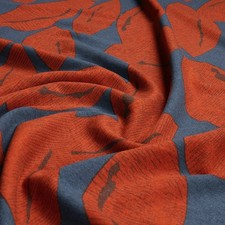 Viskose Jersey mit Blätterprint | Meterware | Öko-Tex | 0,5m | rot/navy
