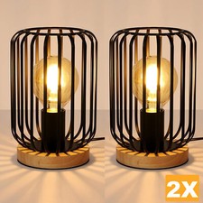 2X Retro Tischlampe Vintage Industrial Tischleucht Nachttischlampe Schwarz Metal