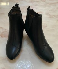 Gr.38 Hdeuolm Mittlerem Keilabsatz Absatz Heel Runde Zehenkappe Stiefeletten Neu