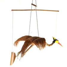 Windspiel Mobile Klangspiel Outdoor Indoor Paradies Vogel aus Kokos und Bambus