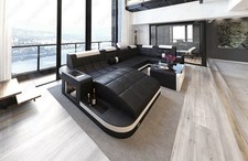 Leder Wohnlandschaft Couch LED