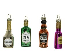 Weihnachtskugeln Glas Schnapsflaschen Christbaumschmuck Gin Whiskey Wein Sekt