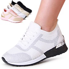 Damen Keil Sneaker Glitzer
