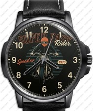 Super Schnell Reiters Biker Thema Kunst Modisch Lederarmband Geschenk Armbanduhr