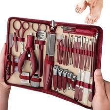 Solingen Premium Maniküre Set 42 teilig mit Echt-Leder Etui schwarz Nagelpflege