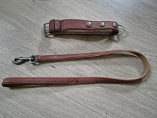 Halsband und Leine im Set, rot, Echtleder