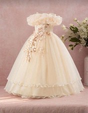Neu Mädchen Blume Hochzeit Brautjungfer Abschlussball Stickerei Kleid Prinzessin