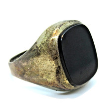 ART DECO Ring 835 Silber Onyx