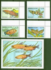 Sierra Leone 1988 - Fische - Buntbarsch Hechtling - Nr. 1081-84 + Block 76 **
