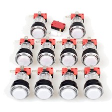 Arcade LED Farbdrucktaste weiß Mikroschalter 10x für Mame Jamma