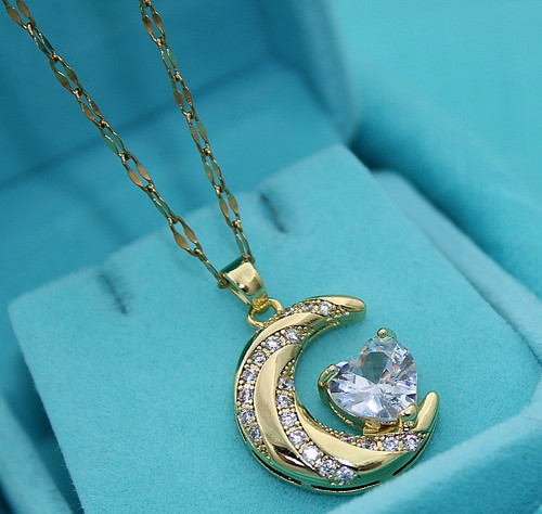 Mond herz kette - herz, damen