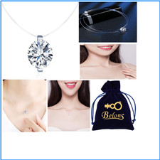 Schwebender Stein Choker | Transparente Nylonkette | 8mm Zirkonia